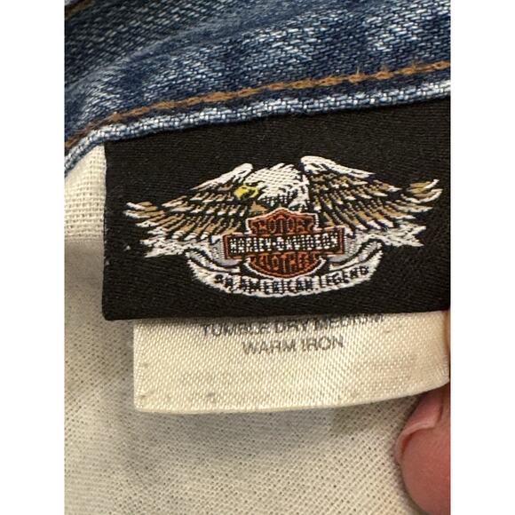 Harley Davidson Blue Jeans 40 X 32 Straight Leg Denim Black Label Biker Motor - Picture 12 of 15